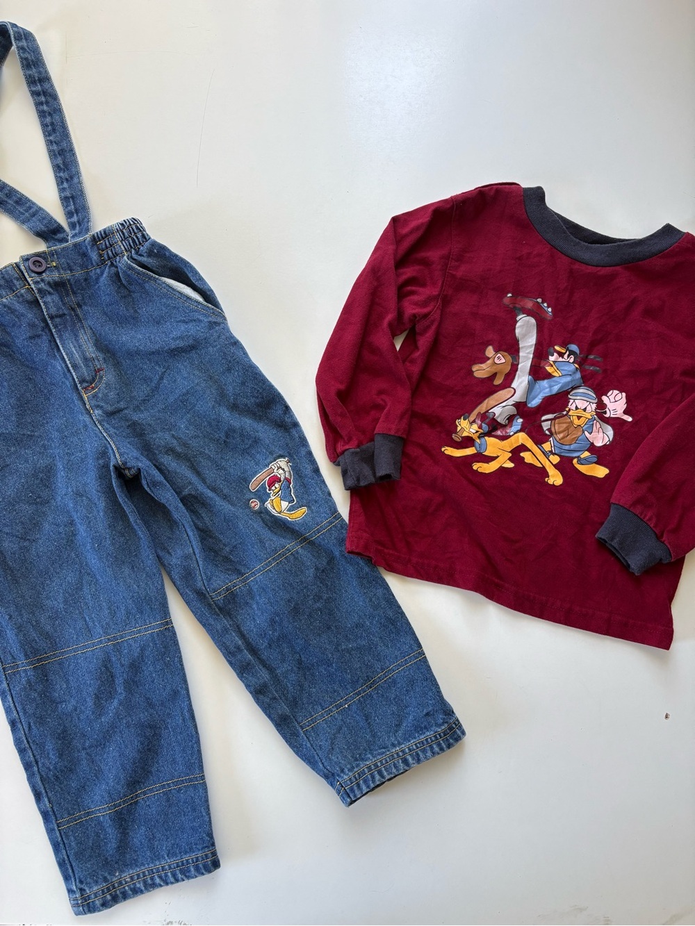 Vintage Donald Duck Disney Overall And Shirt Set 3T